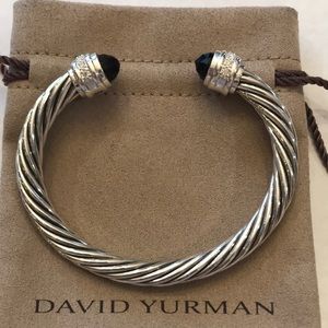 DAVID YURMAN BLACK ONYX/DIAMOND CABLE BRACELET 7mm